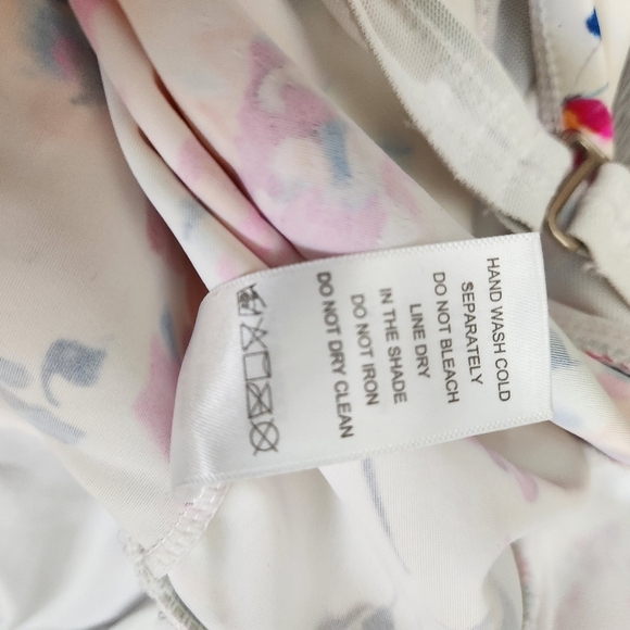 Meet Curve Cream Swim Top (only) 4XL Floral Underwire Bow‎ Tie Front Adjustable - Picture 5 of 10